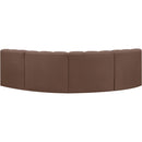 Meridian Arc Brown Vegan Leather 4 pc Modular Sectional IMAGE 6