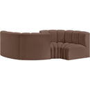  Manufacturer Color_Brown -- Arc 102" Brown Vegan Leather Upholstered 4 pc Modular Sectional IMAGE 3