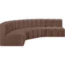  Manufacturer Color_Brown -- Arc 133" Brown Vegan Leather Upholstered 5 pc Modular Sectional IMAGE 4