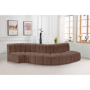  Manufacturer Color_Brown -- Arc 122" Brown Vegan Leather Upholstered 5 pc Modular Sectional IMAGE 2