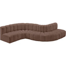  Manufacturer Color_Brown -- Arc 145" Brown Vegan Leather Upholstered 6 pc Modular Sectional IMAGE 3