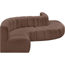  Manufacturer Color_Brown -- Arc 145" Brown Vegan Leather Upholstered 6 pc Modular Sectional IMAGE 4