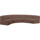  Manufacturer Color_Brown -- Arc 151" Brown Vegan Leather Upholstered 6 pc Modular Sectional IMAGE 4