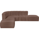  Manufacturer Color_Brown -- Arc 146" Brown Vegan Leather Upholstered 6 pc Modular Sectional IMAGE 4
