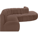 Meridian Arc Brown Vegan Leather 7 pc Modular Sectional IMAGE 5