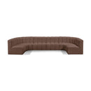  Manufacturer Color_Brown -- Arc 150" Brown Vegan Leather Upholstered 8 pc Modular Sectional IMAGE 1