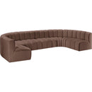  Manufacturer Color_Brown -- Arc 150" Brown Vegan Leather Upholstered 8 pc Modular Sectional IMAGE 5