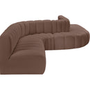  Manufacturer Color_Brown -- Arc 197" Brown Vegan Leather Upholstered 8 pc Modular Sectional IMAGE 5