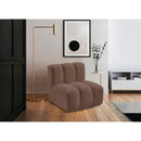 Meridian Arc Brown Vegan Leather Straight Chair IMAGE 2