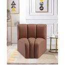  Manufacturer Color_Cognac -- Arc Cognac Vegan Leather Upholstered Modular Curved Corner Chair IMAGE 2