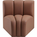 Meridian Arc Cognac Vegan Leather Curved Corner IMAGE 3