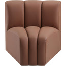  Manufacturer Color_Cognac -- Arc Cognac Vegan Leather Upholstered Modular Curved Corner Chair IMAGE 3