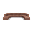 Meridian Arc Cognac Vegan Leather 10 pc Modular Sectional IMAGE 1