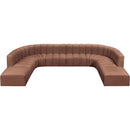 Meridian Arc Cognac Vegan Leather 10 pc Modular Sectional IMAGE 3
