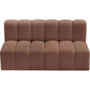 Meridian Arc Cognac Vegan Leather 2 pc Modular Sectional IMAGE 4