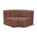 Meridian Arc Cognac Vegan Leather 2 pc Modular Sectional IMAGE 1