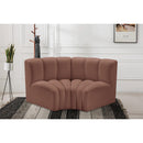 Meridian Arc Cognac Vegan Leather 2 pc Modular Sectional IMAGE 2