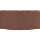 Meridian Arc Cognac Vegan Leather 2 pc Modular Sectional IMAGE 5