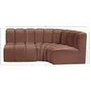 Meridian Arc Cognac Vegan Leather 3 pc Modular Sectional IMAGE 11