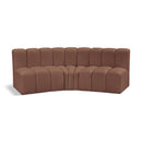 Meridian Arc Cognac Vegan Leather 3 pc Modular Sectional IMAGE 1