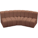 Meridian Arc Cognac Vegan Leather 3 pc Modular Sectional IMAGE 3