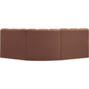 Meridian Arc Cognac Vegan Leather 3 pc Modular Sectional IMAGE 6