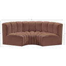 Meridian Arc Cognac Vegan Leather 3 pc Modular Sectional IMAGE 11