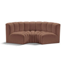 Meridian Arc Cognac Vegan Leather 3 pc Modular Sectional IMAGE 1