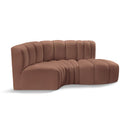 Meridian Arc Cognac Vegan Leather 3 pc Modular Sectional IMAGE 1