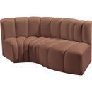 Meridian Arc Cognac Vegan Leather 3 pc Modular Sectional IMAGE 4