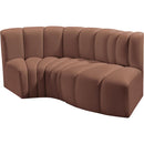  Manufacturer Color_Cognac -- Arc 70" Cognac Vegan Leather Upholstered 3 pc Modular Sectional IMAGE 4