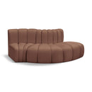 Meridian Arc Cognac Vegan Leather 3 pc Modular Sectional IMAGE 1