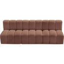 Meridian Arc Cognac Vegan Leather 3 pc Modular Sectional IMAGE 4