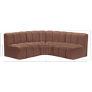 Meridian Arc Cognac Vegan Leather 4 pc Modular Sectional IMAGE 11