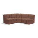 Meridian Arc Cognac Vegan Leather 4 pc Modular Sectional IMAGE 1