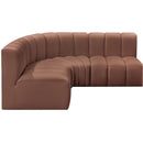  Manufacturer Color_Cognac -- Arc 103" Cognac Vegan Leather Upholstered 4 pc Modular Sectional IMAGE 5