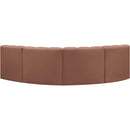 Meridian Arc Cognac Vegan Leather 4 pc Modular Sectional IMAGE 6