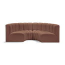 Meridian Arc Cognac Vegan Leather 4 pc Modular Sectional IMAGE 1