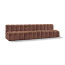 Meridian Arc Cognac Vegan Leather 4 pc Modular Sectional IMAGE 1