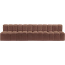 Meridian Arc Cognac Vegan Leather 4 pc Modular Sectional IMAGE 3