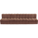 Meridian Arc Cognac Vegan Leather 4 pc Modular Sectional IMAGE 4