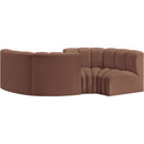  Manufacturer Color_Cognac -- Arc 102" Cognac Vegan Leather Upholstered 4 pc Modular Sectional IMAGE 3