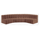 Meridian Arc Cognac Vegan Leather 5 pc Modular Sectional IMAGE 11
