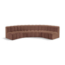 Meridian Arc Cognac Vegan Leather 5 pc Modular Sectional IMAGE 1