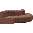 Meridian Arc Cognac Vegan Leather 5 pc Modular Sectional IMAGE 5
