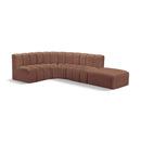 Meridian Arc Cognac Vegan Leather 5 pc Modular Sectional IMAGE 1