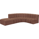 Meridian Arc Cognac Vegan Leather 5 pc Modular Sectional IMAGE 2