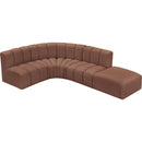 Meridian Arc Cognac Vegan Leather 5 pc Modular Sectional IMAGE 5
