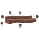 Meridian Arc Cognac Vegan Leather 6 pc Modular Sectional IMAGE 11