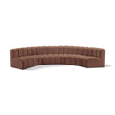 Meridian Arc Cognac Vegan Leather 6 pc Modular Sectional IMAGE 1